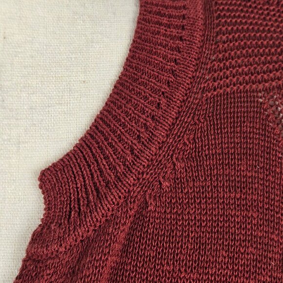 Coldwater Creek Size XL Dark Rust Button Up Cardigan Split Vneck Knit Long Slv - Picture 4 of 14